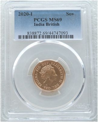 2020-I India Mint Mark Full Sovereign Gold Coin PCGS MS69