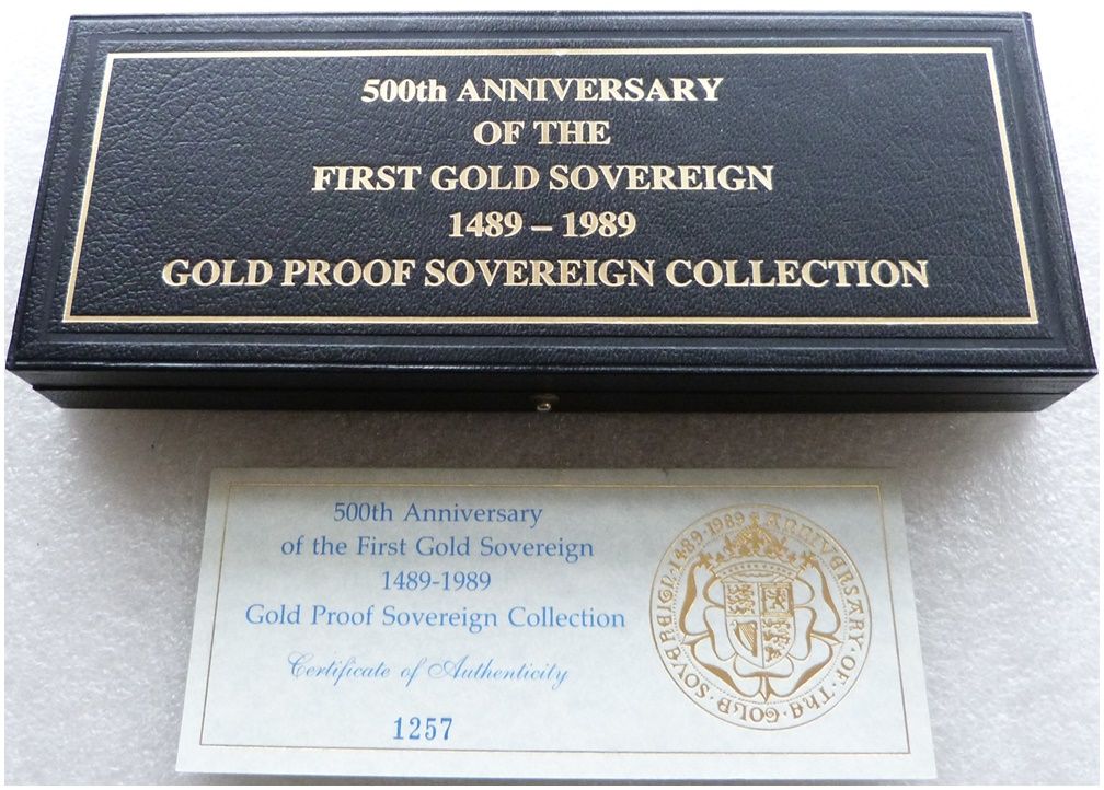 1989 Tudor Rose Gold Proof Sovereign 4 Coin Set Box Coa No Coins