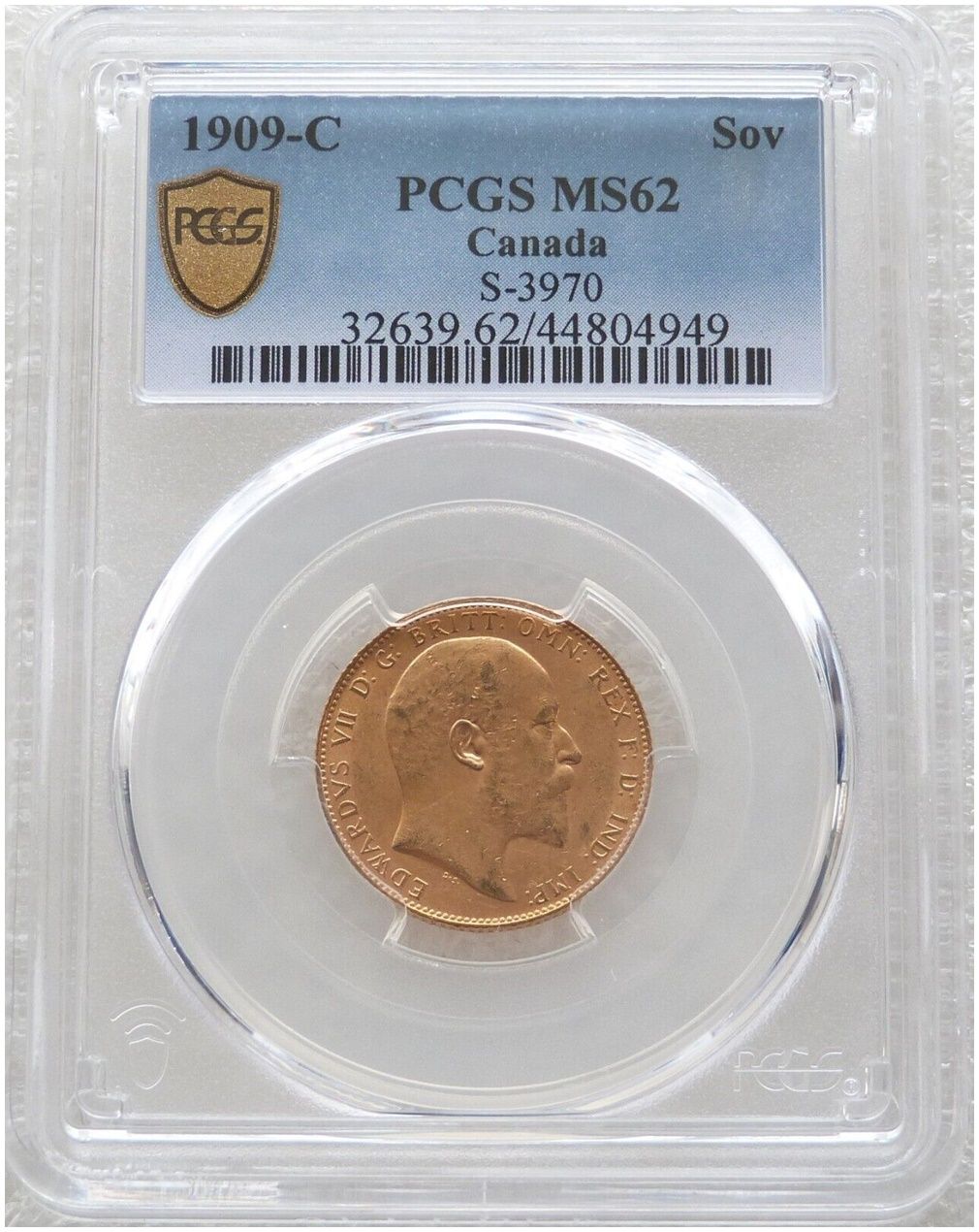 1909-C Canada Ottawa Mint Edward VII Full Sovereign Gold Coin PCGS MS62 1909-C Canada Ottawa Mint Edward VII Full Sovereign Gold Coin PCGS MS62