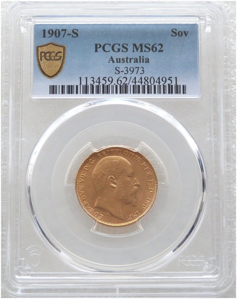1907-S Australia Sydney Edward VII Full Sovereign Gold Coin PCGS MS62 1907-S Australia Sydney Edward VII Full Sovereign Gold Coin PCGS MS62