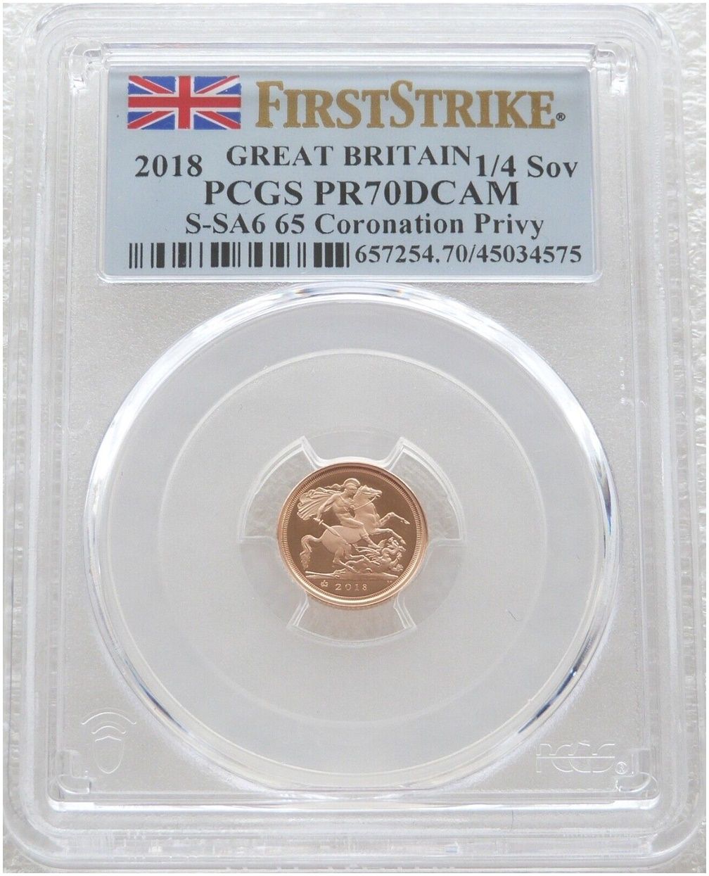 2018 Sapphire Coronation Quarter Sovereign Gold Proof Coin PCGS PR70 DCAM First Strike