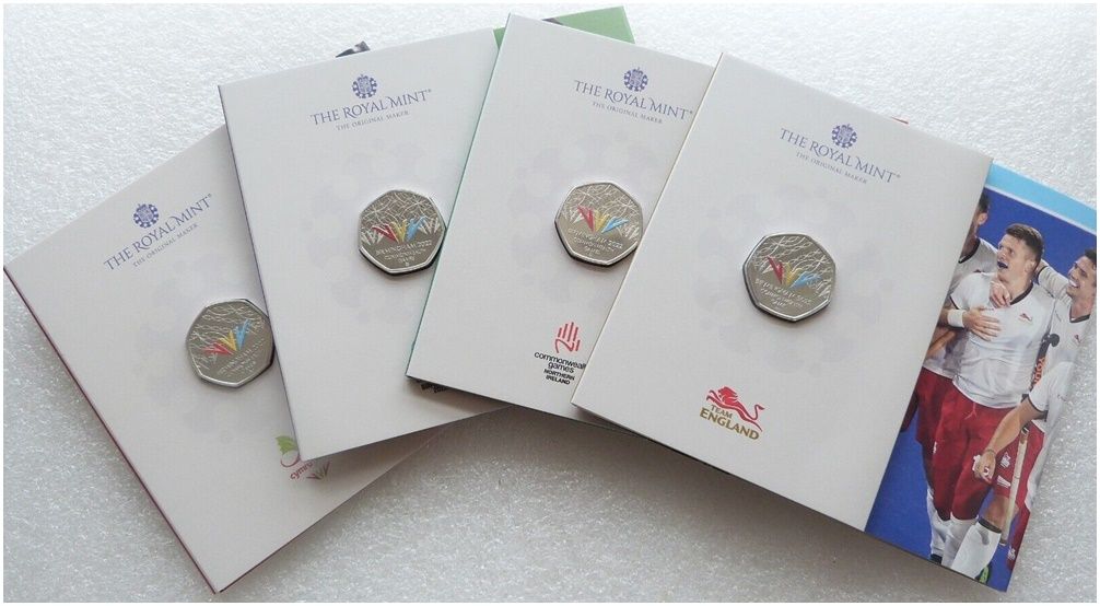 2022 Commonwealth Games Colour 50p Brilliant Uncirculated 4 Coin Set