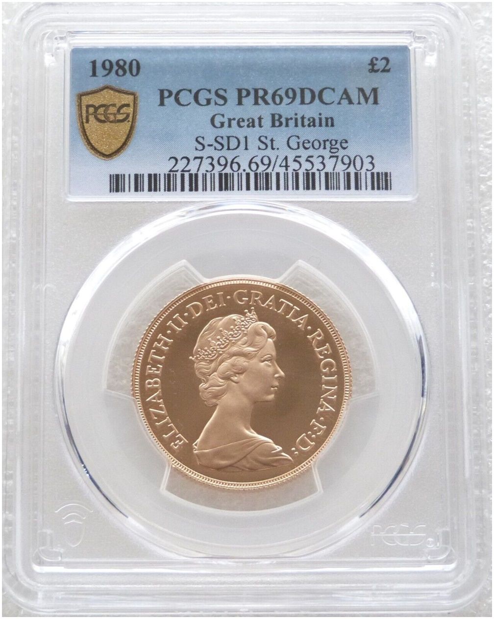 1980 St George and the Dragon £2 Double Sovereign Gold Proof Coin PCGS PR69 DCAM