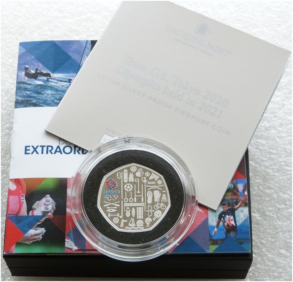 2021 Tokyo Olympic Games Team GB Piedfort 50p Silver Proof Coin Box Coa 2021 Tokyo Olympic Games Team GB Piedfort 50p Silver Proof Coin Box Coa