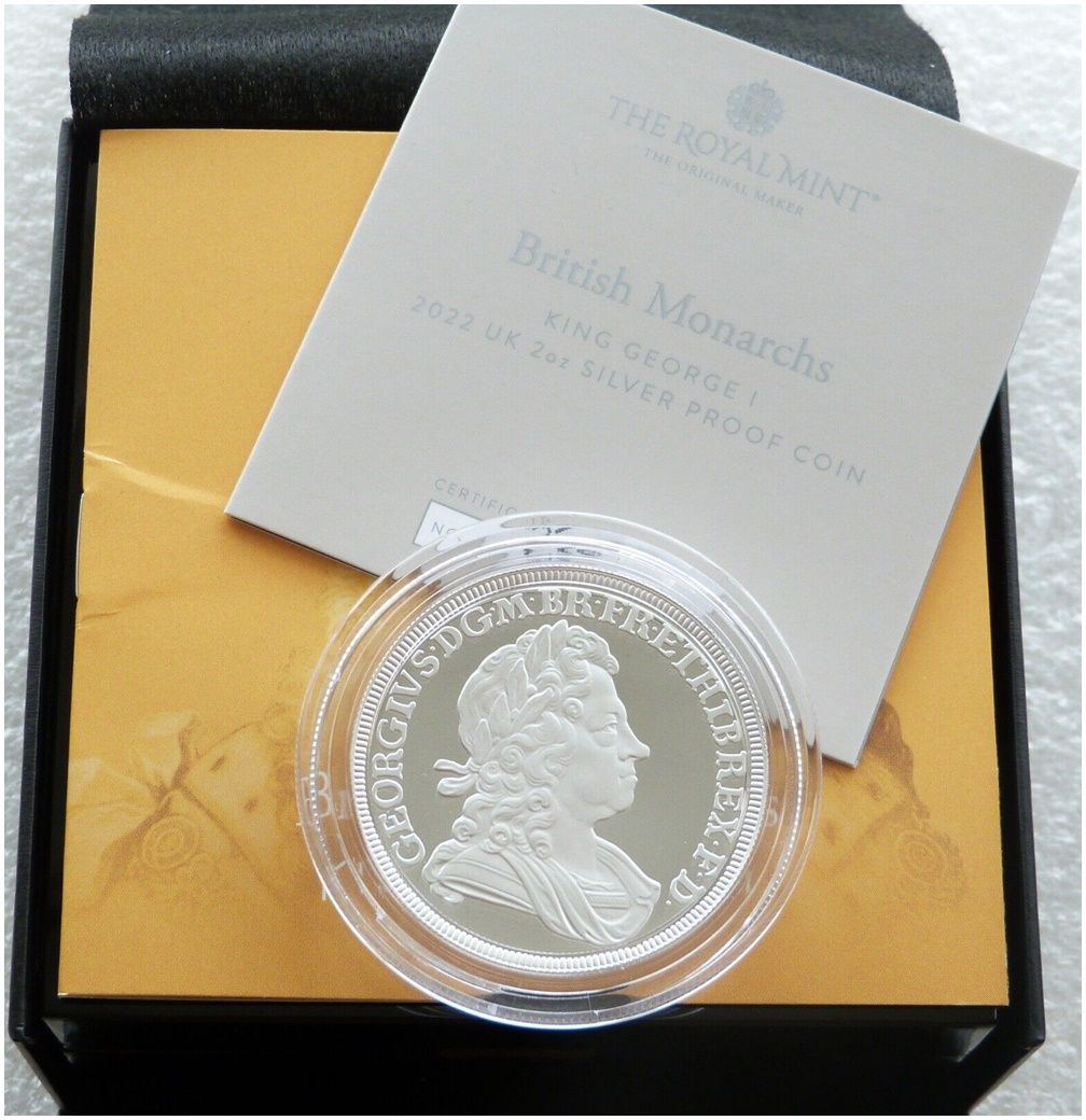 2022 British Monarchs King George I £5 Silver Proof 2oz Coin Box Coa 2022 British Monarchs King George I £5 Silver Proof 2oz Coin Box Coa