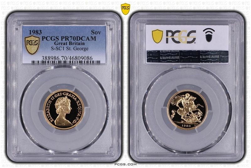 1983 St George and the Dragon Full Sovereign Gold Proof Coin PCGS PR70 DCAM