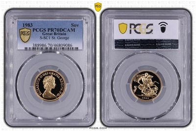1983 St George and the Dragon Full Sovereign Gold Proof Coin PCGS PR70 DCAM
