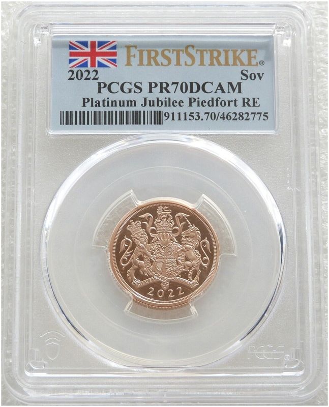 2022 Platinum Jubilee Piedfort Sovereign Gold Proof Coin PCGS PR70 DCAM First Strike 2022 Platinum Jubilee Piedfort Sovereign Gold Proof Coin PCGS PR70 DCAM First Strike