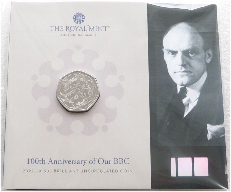 2022 BBC 100th Anniversary 50p Brilliant Uncirculated Coin Pack Sealed