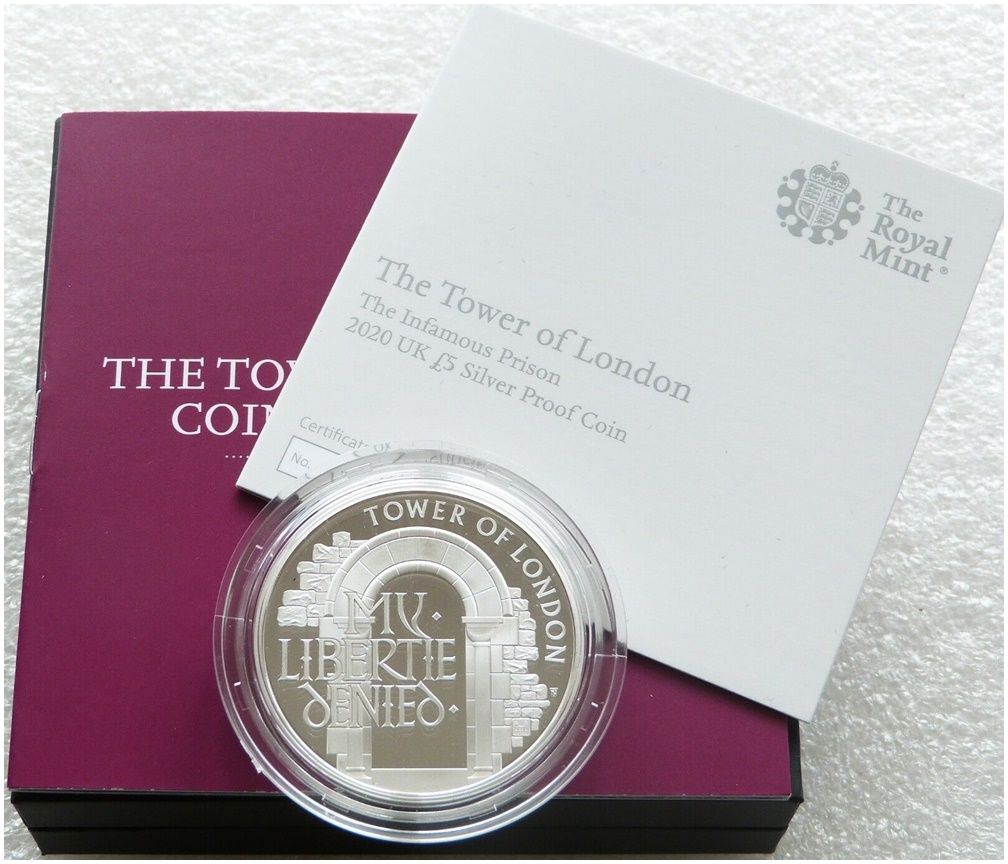 2020 Tower of London Infamous Prison £5 Silver Proof Coin Box Coa 2020 Tower of London Infamous Prison £5 Silver Proof Coin Box Coa