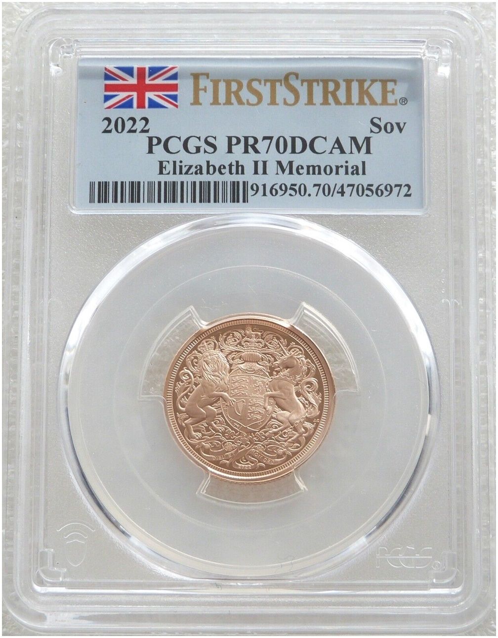 2022 Memorial Full Sovereign Gold Proof Coin PCGS PR70 DCAM First Strike