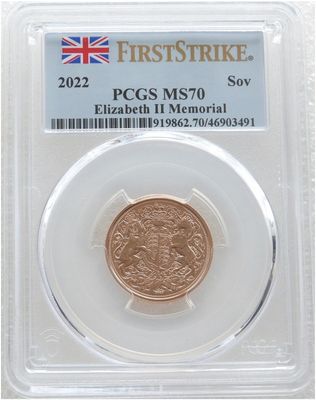 2022 Memorial Full Sovereign Gold Coin PCGS MS70 First Strike - Pop 2
