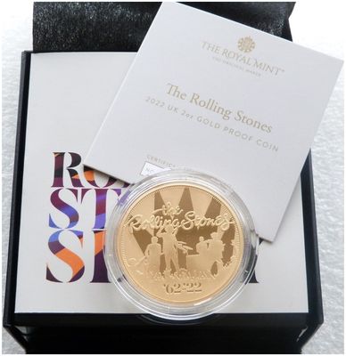 2022 Music Legends The Rolling Stones £200 Gold Proof 2oz Coin Box Coa - Mintage 84