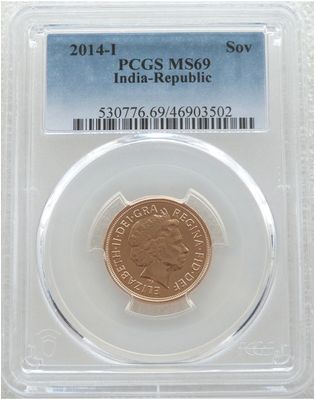 2014-I India Mint Mark Full Sovereign Gold Coin PCGS MS69