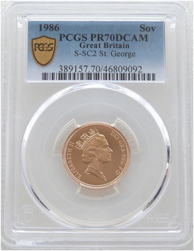 1986 St George and the Dragon Full Sovereign Gold Proof Coin PCGS PR70 DCAM