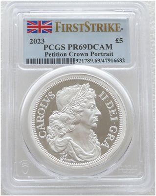 2023 Great Engravers Petition Crown Portrait £5 Silver Proof 2oz Coin PCGS PR69 DCAM First Strike 2023 Great Engravers Petition Crown Portrait £5 Silver Proof 2oz Coin PCGS PR69 DCAM First Strike