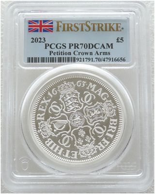 2023 Great Engravers Petition Crown £5 Silver Proof 2oz Coin PCGS PR70 DCAM First Strike 2023 Great Engravers Petition Crown £5 Silver Proof 2oz Coin PCGS PR70 DCAM First Strike