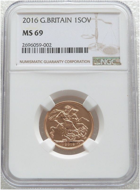 2016 St George and the Dragon Full Sovereign Gold Coin NGC MS69