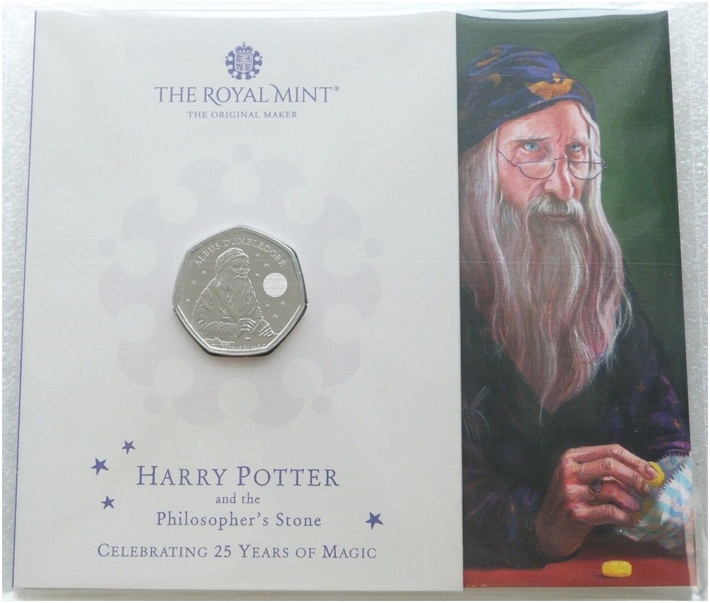 2023 Harry Potter Albus Dumbledore 50p Brilliant Uncirculated Coin Pack Sealed
