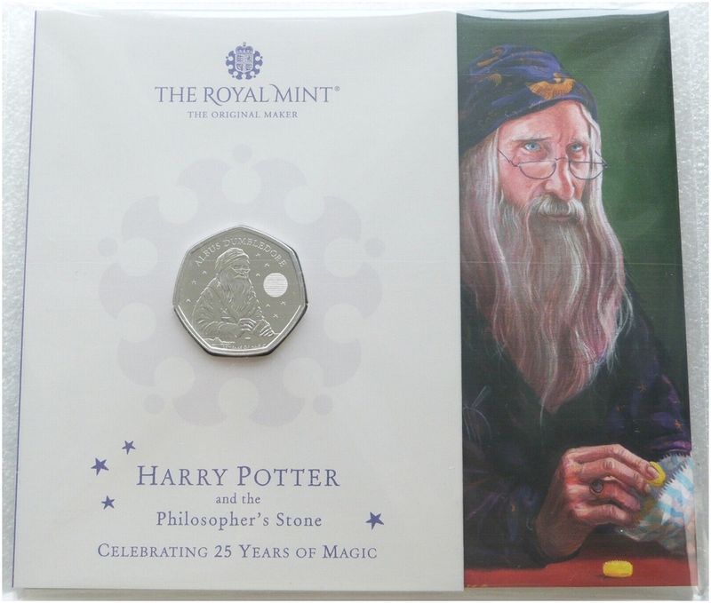 2023 Harry Potter Albus Dumbledore 50p Brilliant Uncirculated Coin Pack Sealed