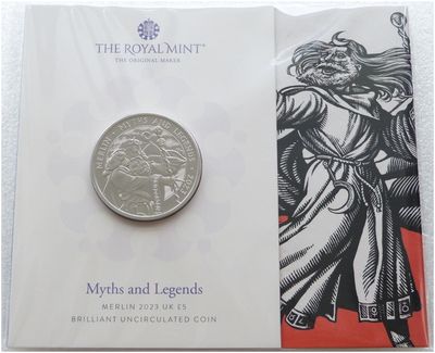 2023 Myths and Legends Merlin £5 Brilliant Uncirculated Coin Pack Sealed