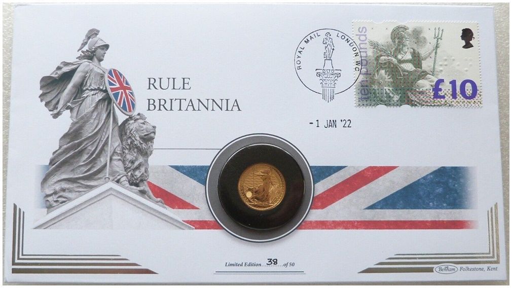 2022 Britannia £25 Gold 1/4oz Coin First Day Cover 2022 Britannia £25 Gold 1/4oz Coin First Day Cover