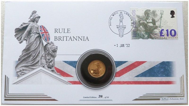 2022 Britannia £25 Gold 1/4oz Coin First Day Cover 2022 Britannia £25 Gold 1/4oz Coin First Day Cover