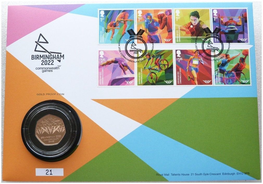 2022 Commonwealth Games 50p Gold Proof Coin First Day Cover 2022 Commonwealth Games 50p Gold Proof Coin First Day Cover