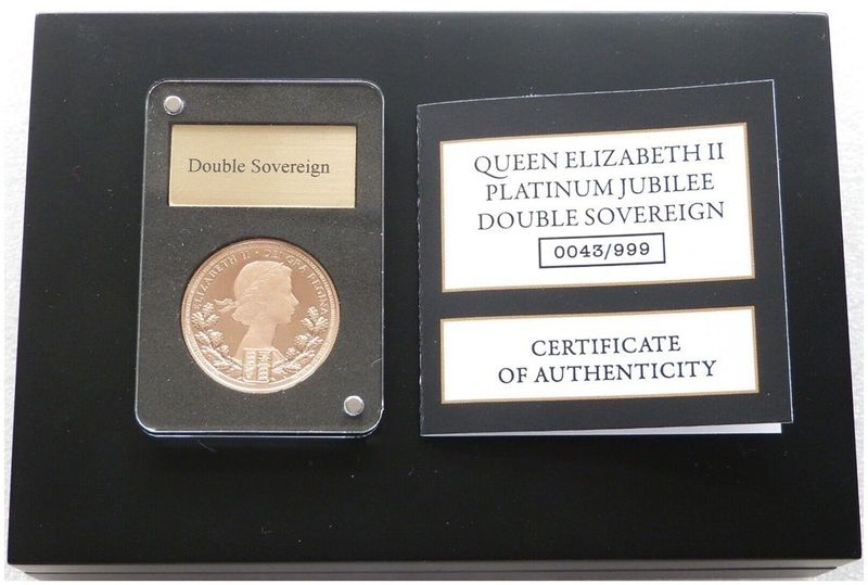 2022 Gibraltar Platinum Jubilee £2 Double Sovereign Gold Proof Coin Box Coa 2022 Gibraltar Platinum Jubilee £2 Double Sovereign Gold Proof Coin Box Coa