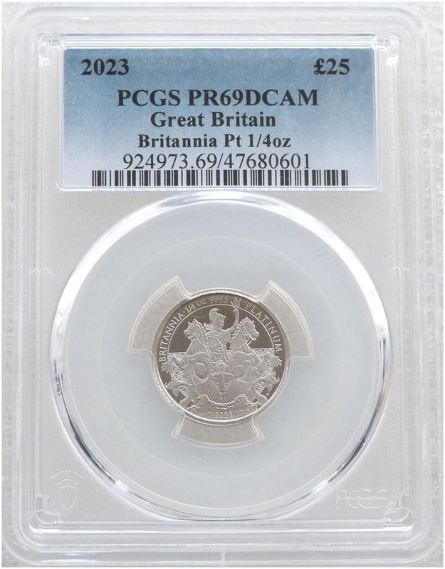 2023 Britannia £25 Platinum Proof 1/4oz Coin PCGS PR69 DCAM 2023 Britannia £25 Platinum Proof 1/4oz Coin PCGS PR69 DCAM