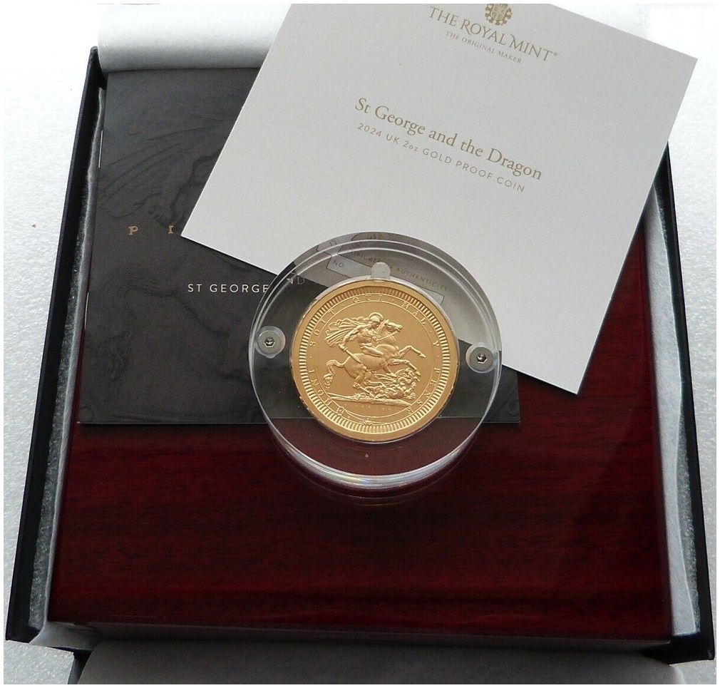 2024 Great Engravers Pistrucci St George and the Dragon £200 Gold Matte Proof 2oz Coin Box Coa 2024 Great Engravers Pistrucci St George and the Dragon £200 Gold Matte Proof 2oz Coin Box Coa