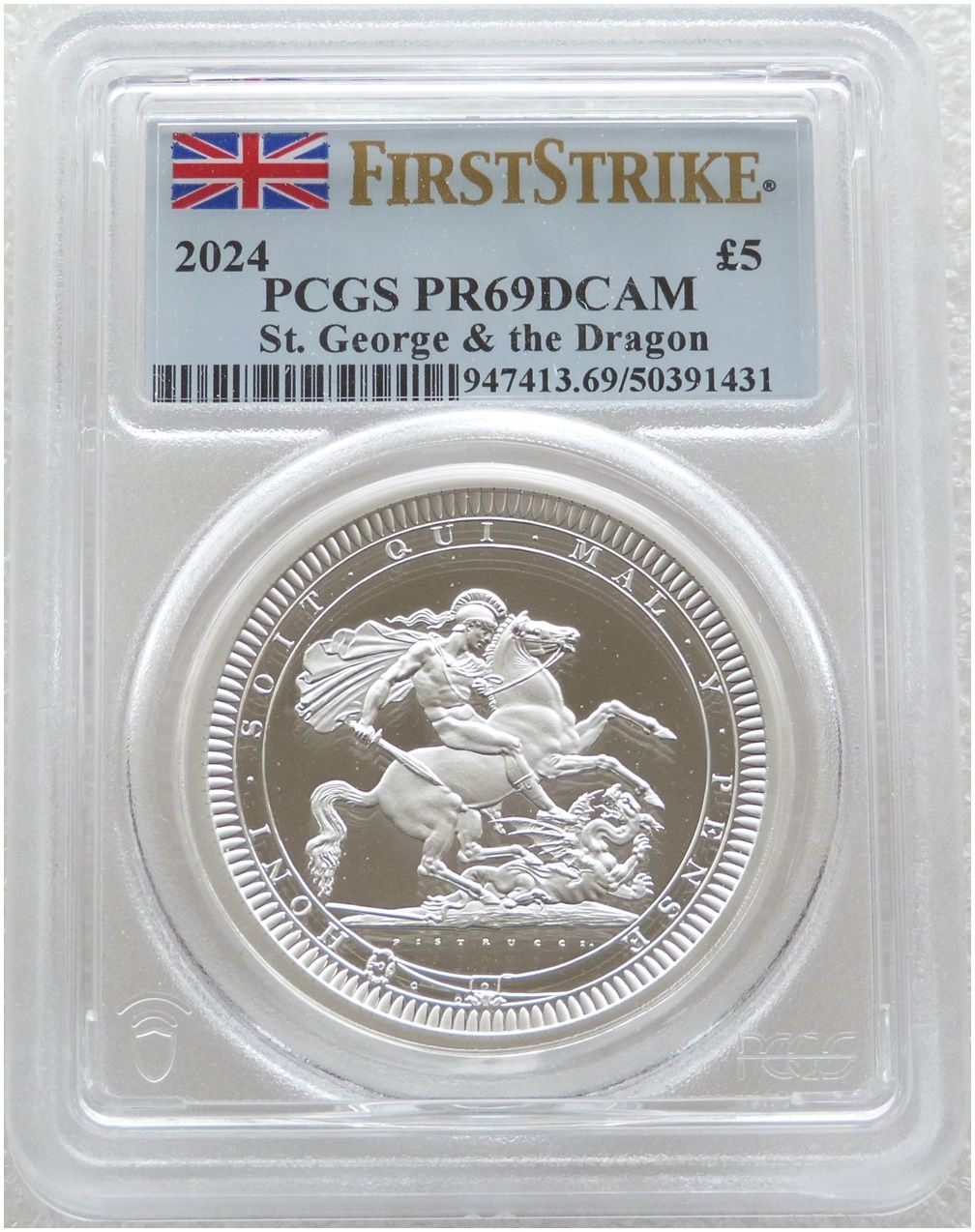 2024 Great Engravers Pistrucci St George and the Dragon £5 Silver Proof 2oz Coin PCGS PR69 DCAM First Strike 2024 Great Engravers Pistrucci St George and the Dragon £5 Silver Proof 2oz Coin PCGS PR69 DCAM First Strike