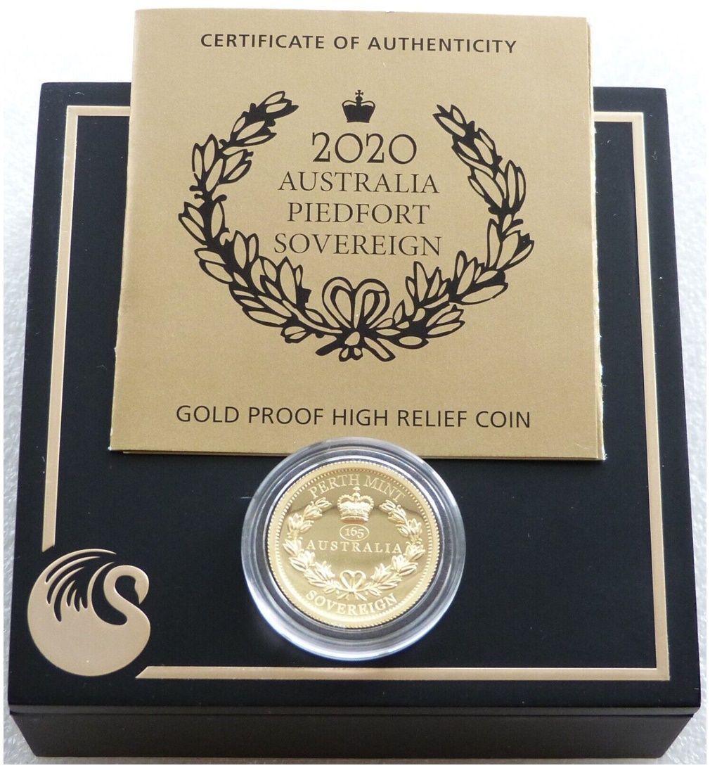 2020 Australia Perth Mint High Relief $50 Piedfort Sovereign Gold Proof Coin Box Coa
