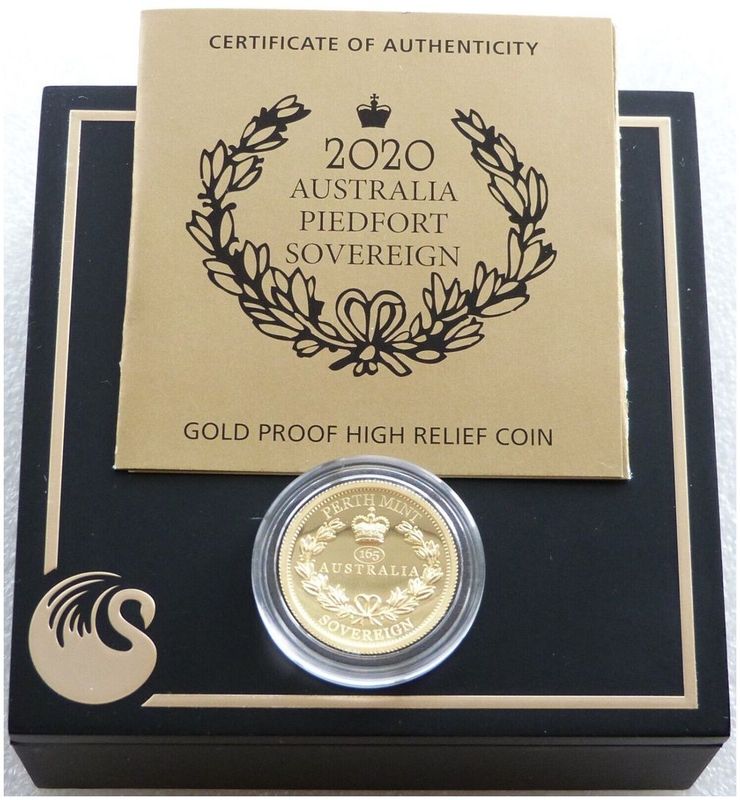 2020 Australia Perth Mint High Relief $50 Piedfort Sovereign Gold Proof Coin Box Coa