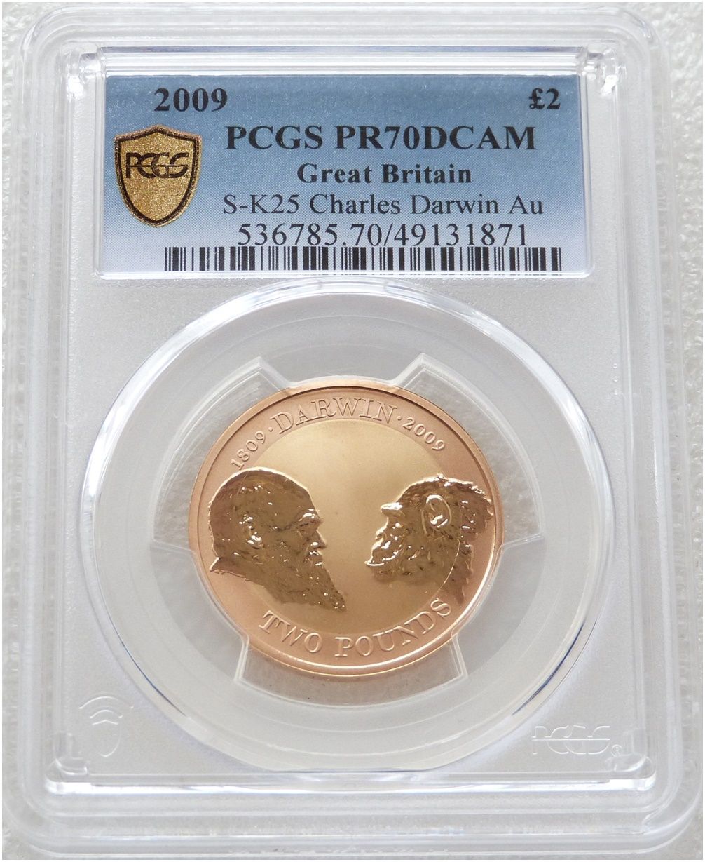 2009 Charles Darwin £2 Gold Proof Coin PCGS PR70 DCAM - Pop 2 2009 Charles Darwin £2 Gold Proof Coin PCGS PR70 DCAM - Pop 2