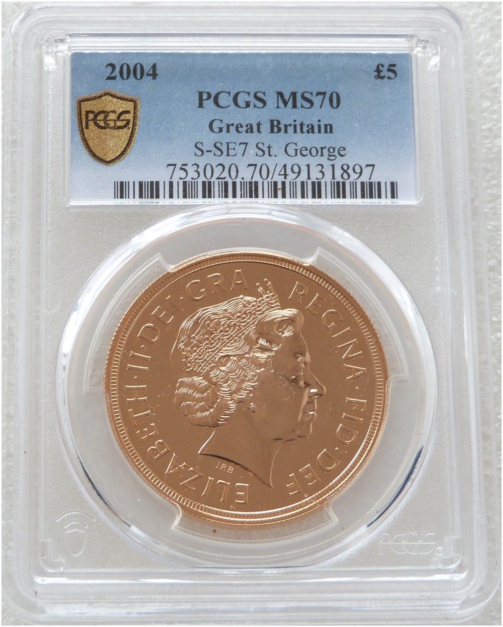 2004 St George and the Dragon £5 Five Pound Sovereign Gold Coin PCGS MS70