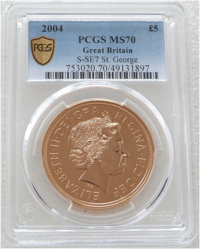 2004 St George and the Dragon £5 Five Pound Sovereign Gold Coin PCGS MS70 2004 St George and the Dragon £5 Five Pound Sovereign Gold Coin PCGS MS70