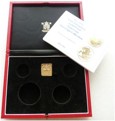 1995 Royal Mint Sovereign Gold Proof 4 Coin Set Box Coa No Coins 1995 Royal Mint Sovereign Gold Proof 4 Coin Set Box Coa No Coins