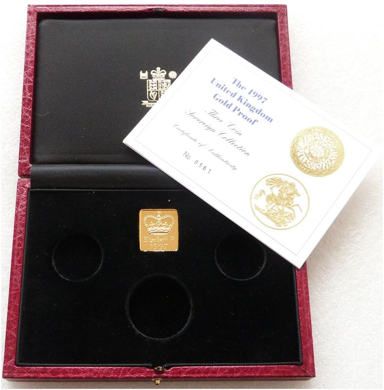 1997 Royal Mint Sovereign Gold Proof 3 Coin Set Box Coa No Coins