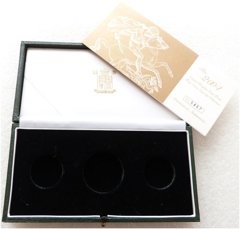 2004 Royal Mint Sovereign Gold Proof 3 Coin Set Box Coa No Coins