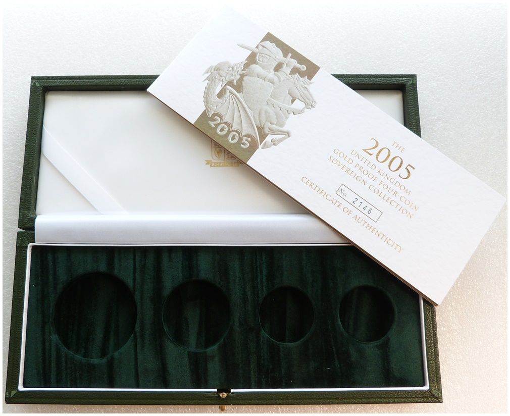 2005 Royal Mint Sovereign Gold Proof 4 Coin Set Box Coa No Coins 2005 Royal Mint Sovereign Gold Proof 4 Coin Set Box Coa No Coins