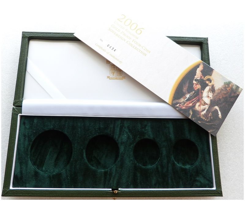 2006 Royal Mint Sovereign Gold Proof 4 Coin Set Box Coa No Coins 2006 Royal Mint Sovereign Gold Proof 4 Coin Set Box Coa No Coins