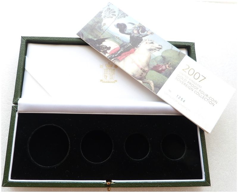 2007 Royal Mint Sovereign Gold Proof 4 Coin Set Box Coa No Coins 2007 Royal Mint Sovereign Gold Proof 4 Coin Set Box Coa No Coins