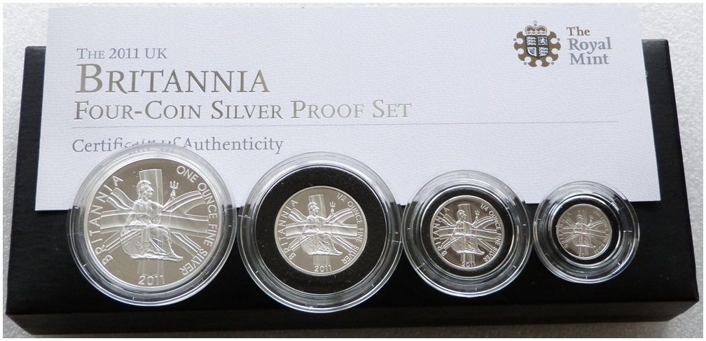 2011 Britannia Silver Proof 4 Coin Set Box Coa 2011 Britannia Silver Proof 4 Coin Set Box Coa