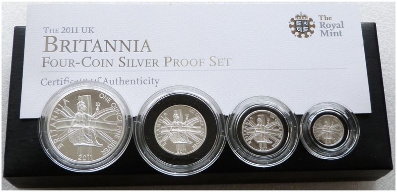 2011 Britannia Silver Proof 4 Coin Set Box Coa 2011 Britannia Silver Proof 4 Coin Set Box Coa