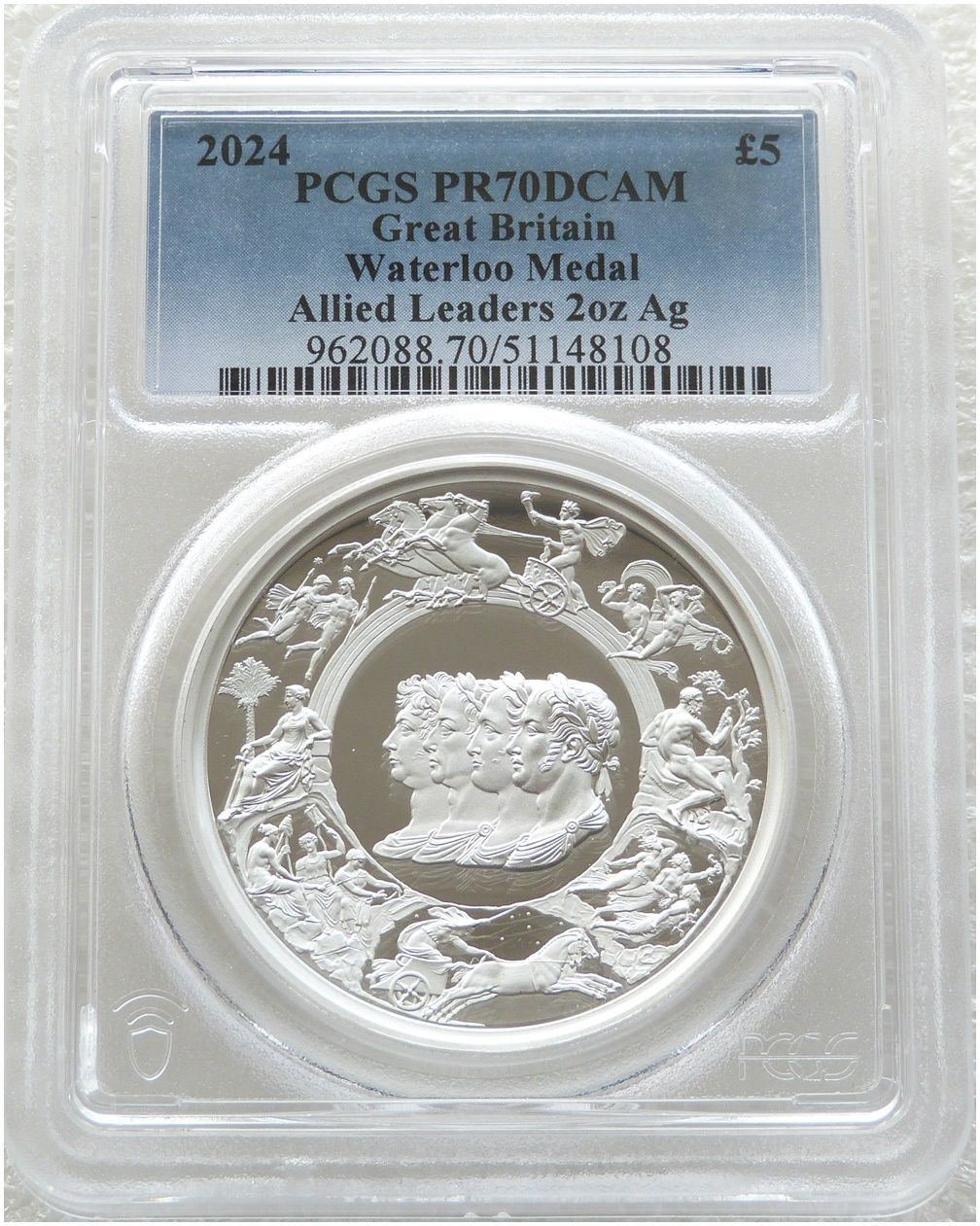 2024 Great Engravers Pistrucci Waterloo Medal £5 Silver Proof 2oz Coin PCGS PR70 DCAM