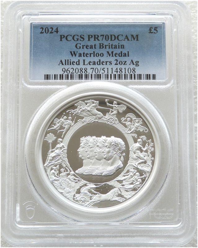 2024 Great Engravers Pistrucci Waterloo Medal £5 Silver Proof 2oz Coin PCGS PR70 DCAM