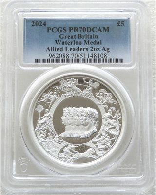 2024 Great Engravers Pistrucci Waterloo Medal £5 Silver Proof 2oz Coin PCGS PR70 DCAM