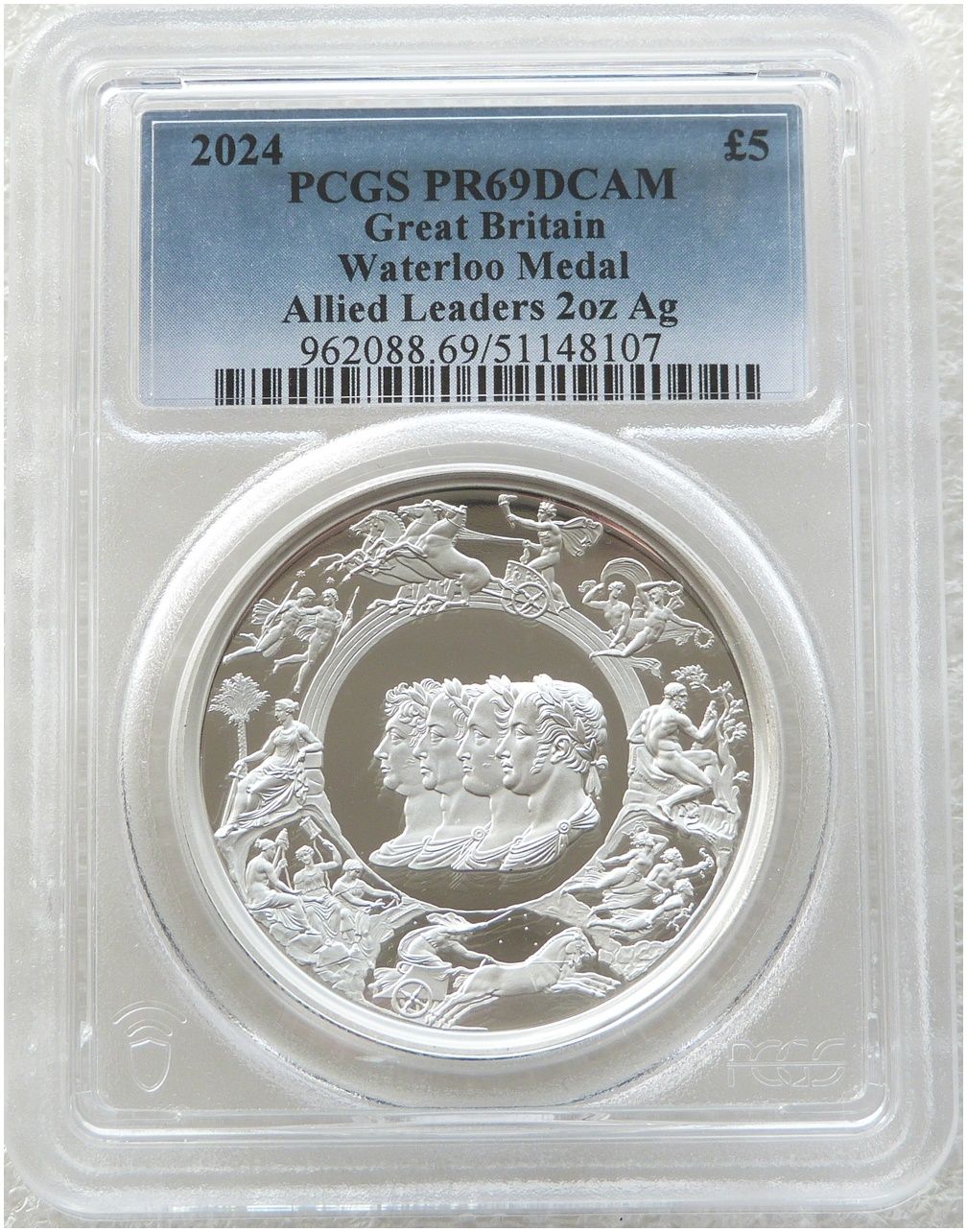 2024 Great Engravers Pistrucci Waterloo Medal £5 Silver Proof 2oz Coin PCGS PR69 DCAM