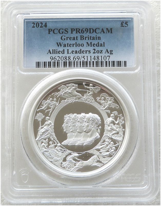 2024 Great Engravers Pistrucci Waterloo Medal £5 Silver Proof 2oz Coin PCGS PR69 DCAM